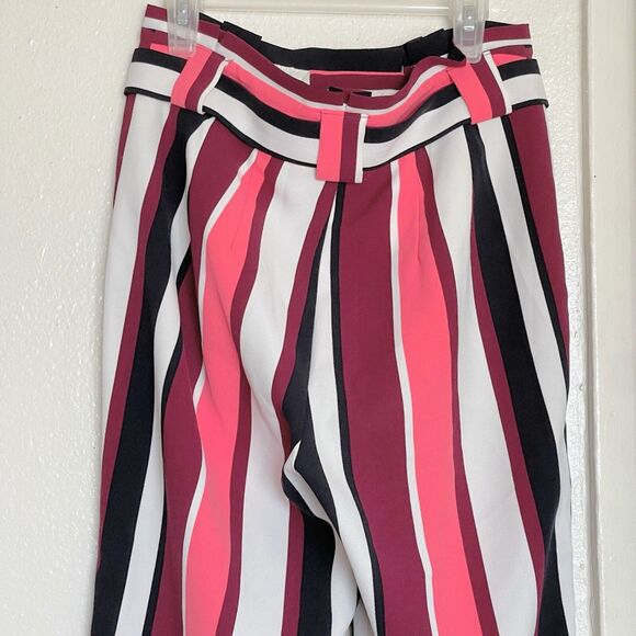 Express Womens Pants Ankle High Rise Sz 0 R Striped Trousers Funky chic outfit - Picture 6 of 14